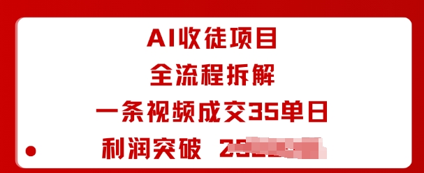 AI收徒项目全流程拆解一条视频成交35单日利润突破1k+-摇钱述网创