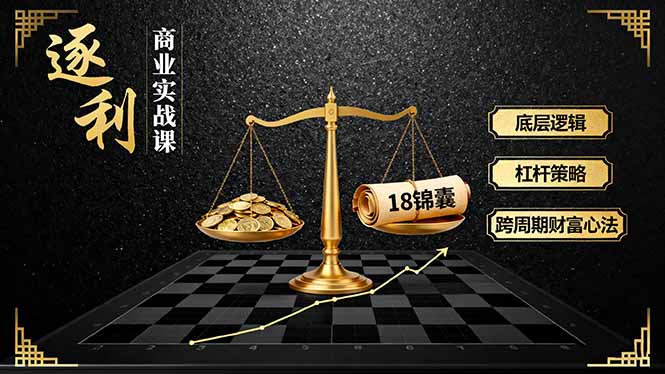 《逐 利》商业实战课，底层逻辑、杠杆策略、18锦囊，跨周期财富心法-摇钱述网创