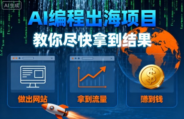 AI编程出海项目，教你尽快拿到结果-做出网站、拿到流量、賺到钱-摇钱述网创
