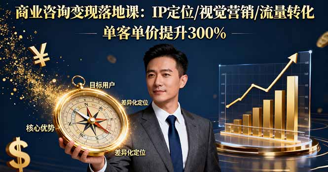 商业咨询变现落地课:IP定位/视觉营销/流量转化,单客单价提升300%-摇钱述网创