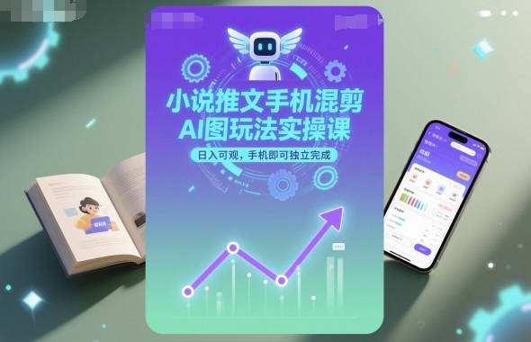 小说推文手机混剪AI图玩法实操课,日入可观,手机即可独立完成-摇钱述网创