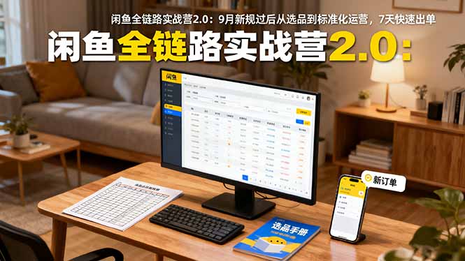 闲鱼全链路实战营2.0:9月新规过后从选品到标准化运营,7天快速出单-摇钱述网创