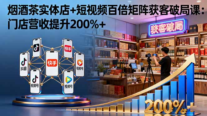 烟酒茶实体店+短视频百倍矩阵获客破局课:门店营收提升200%+-摇钱述网创