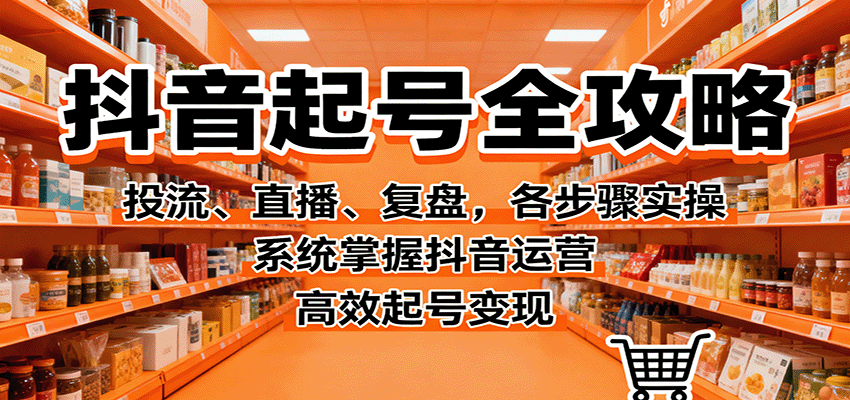 抖音起号全攻略,投流、直播、复盘,各步骤实操,系统掌握抖音运营,高效起号变现-摇钱述网创