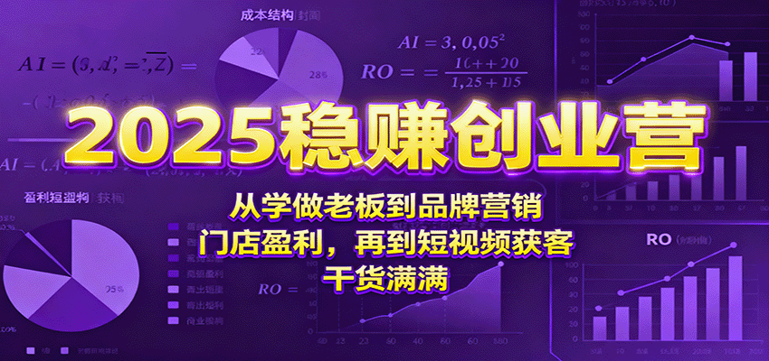 2025稳赚创业营:从学做老板到品牌营销、门店盈利,再到短视频获客,干货满满-摇钱述网创