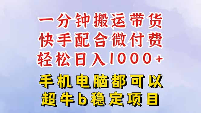 快手黑科技一分钟搬运带货,一刀不剪过原创,微付费投流玩法,轻松日入...-摇钱述网创