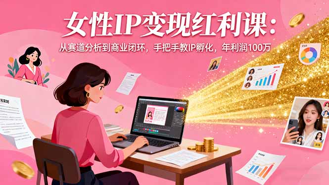 女性IP变现红利课:从赛道分析到商业闭环,手把手教IP孵化,年利润100万-摇钱述网创
