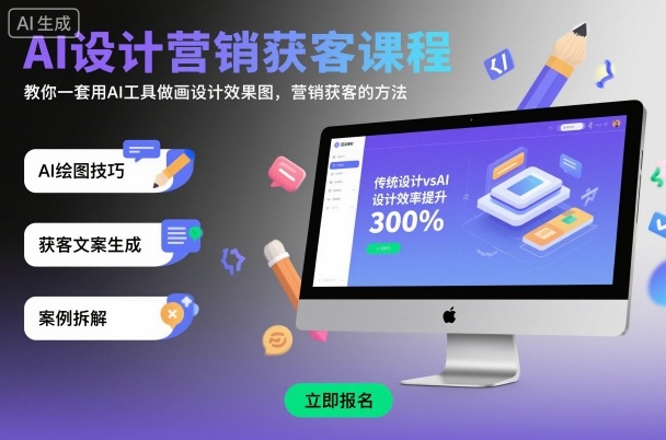 AI设计营销获客课程,教你一套用AI工具做画设计效果图,营销获客的方法-摇钱述网创