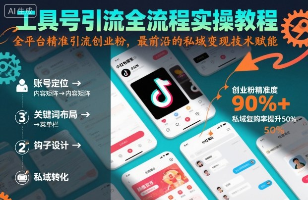 工具号引流全流程保姆级实操教程,全平台精准引流创业粉,最前沿的私域变现技术赋能-摇钱述网创