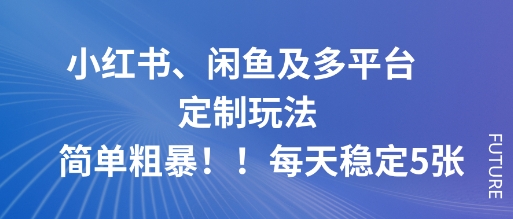 小红书、闲鱼及多平台定制玩法简单粗暴!每天稳定5张-摇钱述网创