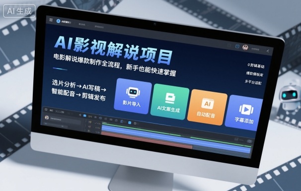 AI影视解说项目,电影解说爆款制作全流程,新手也能快速掌握-摇钱述网创