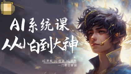 AI系统课程,从小白到大神系统学AI,AI声音-AI绘画-AI视频一门课全掌握-摇钱述网创