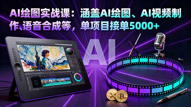 AI绘图实战课:涵盖AI绘图、AI视频制作、语音合成等,单项目接单5000+-摇钱述网创