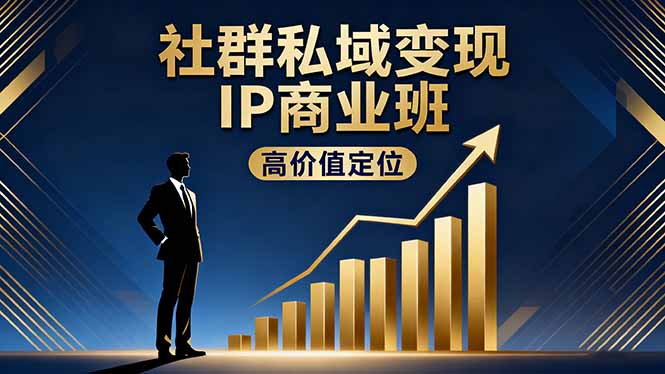 社群私域变现IP商业班,高价值定位,精准引流,私聊成交,实践年盈利破百万-摇钱述网创