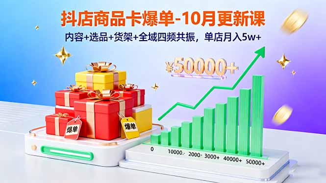 抖店商品卡爆单-10月新课:内容+选品+货架+全域四频共振,单店月入5w+-摇钱述网创
