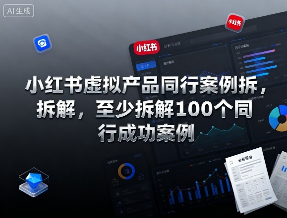 小红书虚拟产品同行案例拆解,至少拆解100个同行成功案例-摇钱述网创