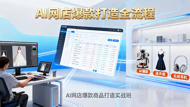 AI网店爆款商品打造实战班:AI技术实现商品图智能处理,快速搭建AI网店-摇钱述网创