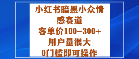 小红书暗黑小众情感赛道,客单价100-300+用户量很大,0门槛即可操作-摇钱述网创