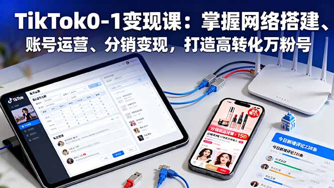 TikTok0-1变现课:掌握网络搭建、账号运营、分销变现,打造高转化万粉号-摇钱述网创