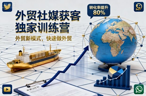 外贸社媒获客独家训练营，外贸新模式，快速做外贸-摇钱述网创