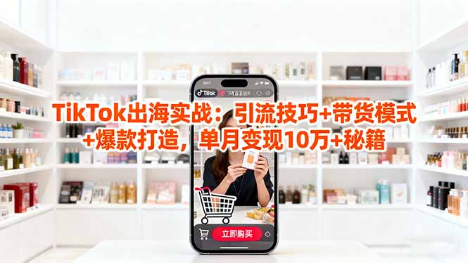 「TikTok出海实战」引流技巧+带货模式+爆款打造，单月变现10万+秘籍-摇钱述网创