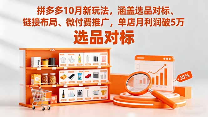拼多多10月新玩法，涵盖选品对标、链接布局、微付费推广，单店月利润破5万-摇钱述网创