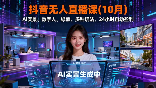 抖音无人直播课(10月-摇钱述网创