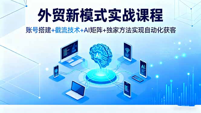 外贸新模式实战课程,账号搭建+截流技术+AI矩阵+独家方法实现自动化获客-摇钱述网创
