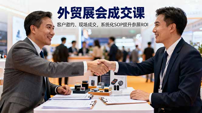 外贸展会成交课，含目标制定、客户邀约、现场成交，系统化SOP提升参展ROI-摇钱述网创