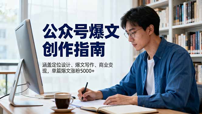 公众号爆文创作指南,涵盖定位设计+爆文写作+商业变现,单篇爆文涨粉5000+-摇钱述网创