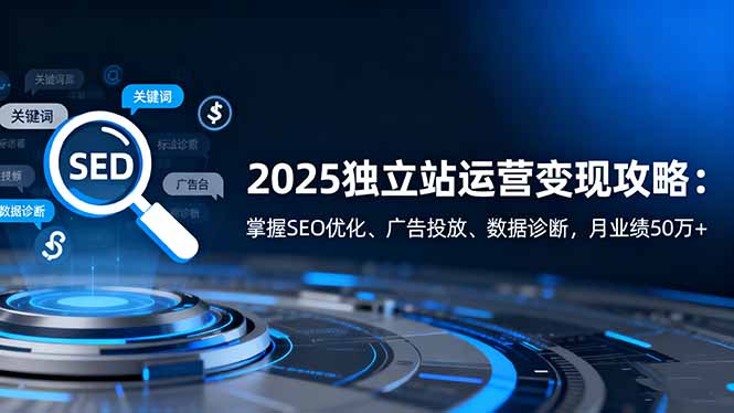2025独立站运营变现攻略:掌握SEO优化、广告投放、数据诊断,月业绩50万+-摇钱述网创