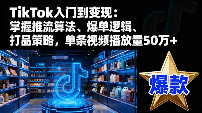 TikTok入门到变现：掌握推流算法、爆单逻辑、打品策略，单条视频播放量50w-摇钱述网创
