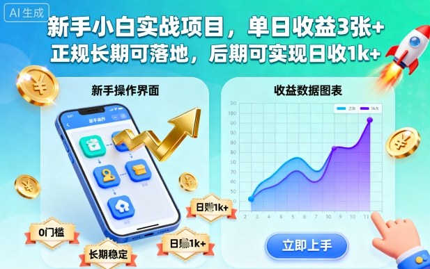 新手小白实战项目,单日收益3张+,正规长期可落地,后期可实现日收1k+【揭秘】-摇钱述网创