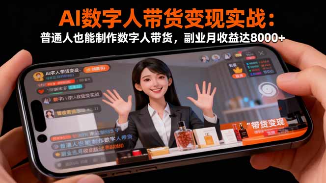 AI数字人带货变现实战:普通人也能制作数字人带货,副业月收益达8000+-摇钱述网创
