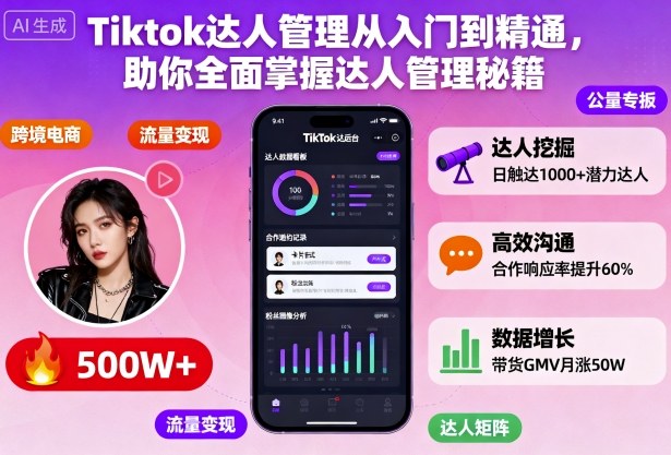 Tiktok达人管理从入门到精通,助你全面掌握达人管理秘籍-摇钱述网创