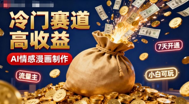 公众号冷门赛道,用AI做情感漫画,7天开通流量主,操作简单,小白可玩-摇钱述网创