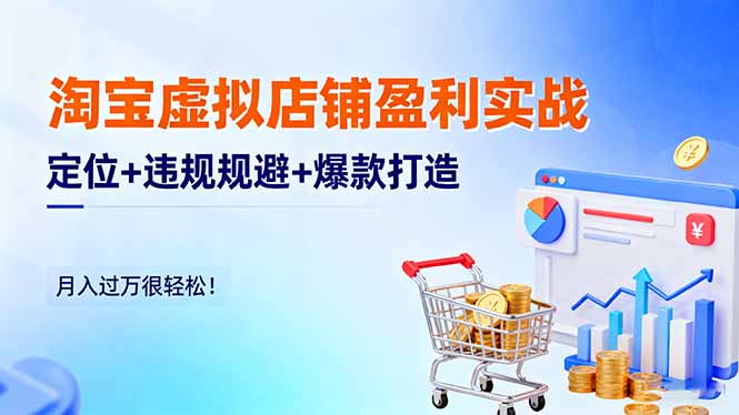 淘宝虚拟店铺盈利实战:定位+违规规避+爆款打造,月入过万很轻松!-摇钱述网创