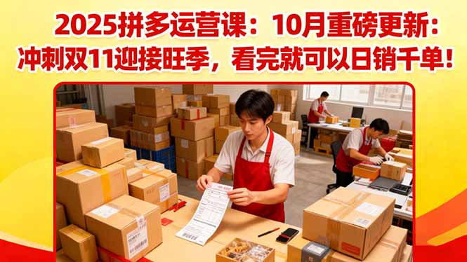 2025拼多多运营课:10月重磅更新:冲刺双11迎接旺季,看完就可以日销千单-摇钱述网创