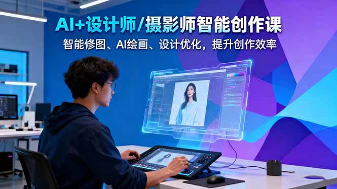AI+设计师/摄影师智能创作课：智能修图、AI绘画、设计优化，提升创作效率-摇钱述网创
