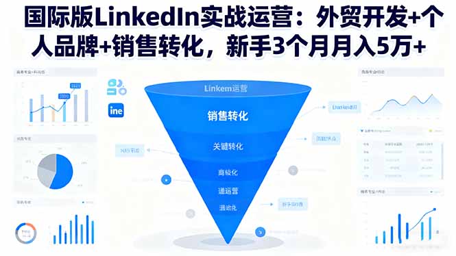 国际版LinkedIn实战运营:外贸开发+个人品牌+销售转化,新手3个月月入5万+-摇钱述网创
