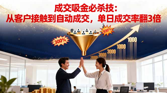 吸金成交营销必杀技：从客户接触到自动成交，单日成交率翻3倍-摇钱述网创
