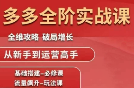 大炮·拼多多全阶实战课程(更新10月)-摇钱述网创