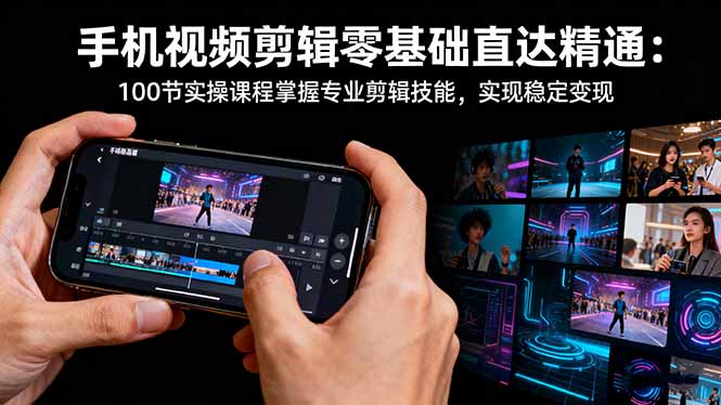 手机视频剪辑零基础直达精通:100节实操课程掌握专业剪辑技能,实现稳...-摇钱述网创