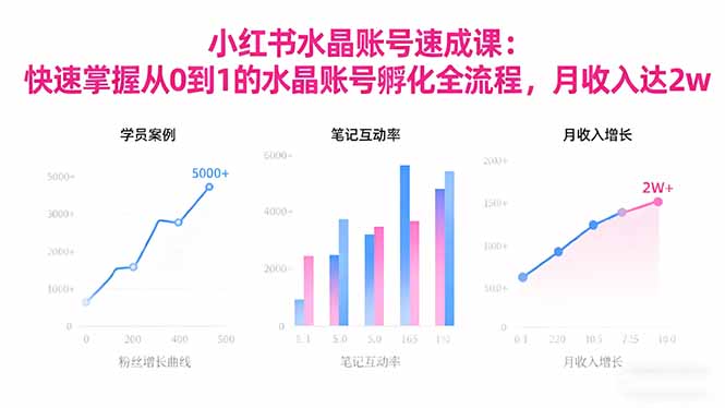 2025小红书水晶账号速成课：快速掌握从0-1水晶账号孵化全流程，月收入达2w-摇钱述网创