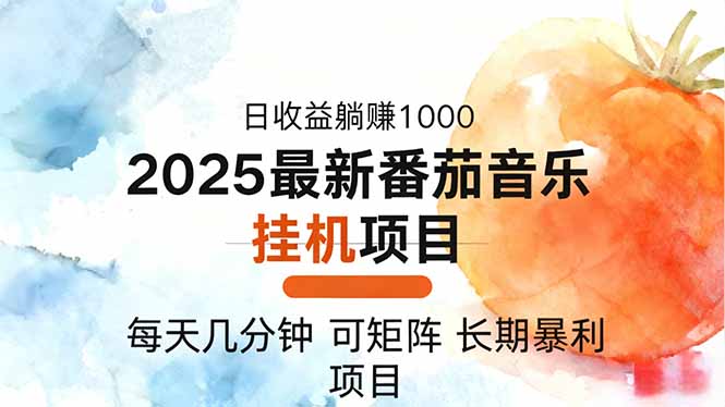 2025年最新番茄音乐人挂机项目，每天几分钟，月入1000＋，可矩阵，一台…-摇钱述网创