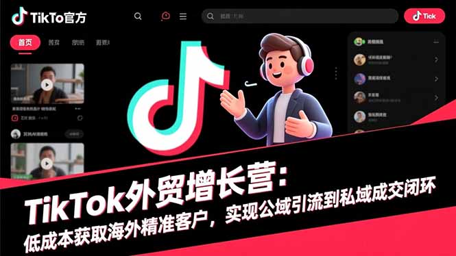 TikTok外贸增长营：低成本获取海外精准客户，实现公域引流到私域成交闭环-摇钱述网创